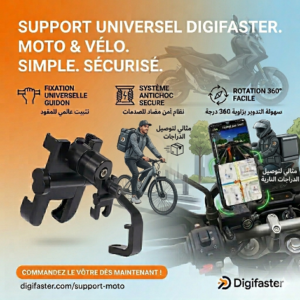 Support Téléphone Moto Vélo 360° – Fixation Guidon Universelle Antichoc & Sécurisée
